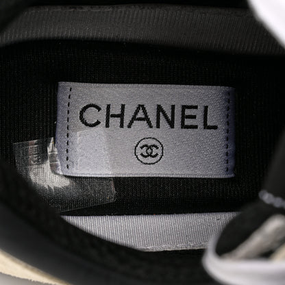 Chanel Mesh Suede Calfskin Grained Calfskin Womens CC Sneakers 39.5 White Black 7 of 16