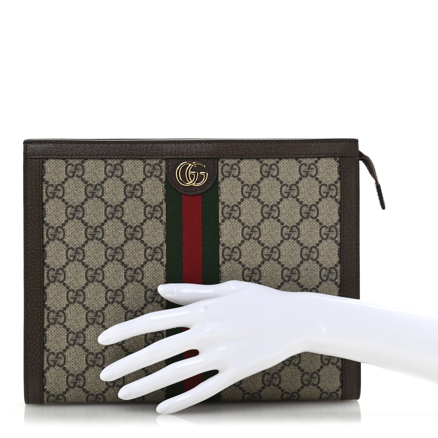 Gucci GG Supreme Monogram Web Ophidia Pouch Brown 2 of 7