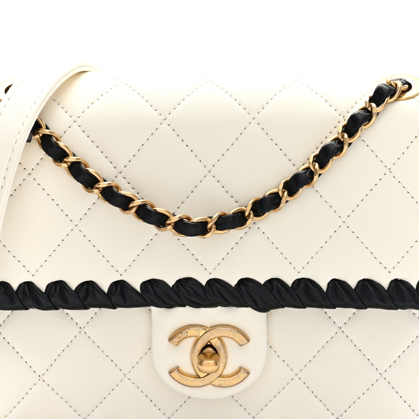 Braided Calfskin Small My Own Frame Flap White