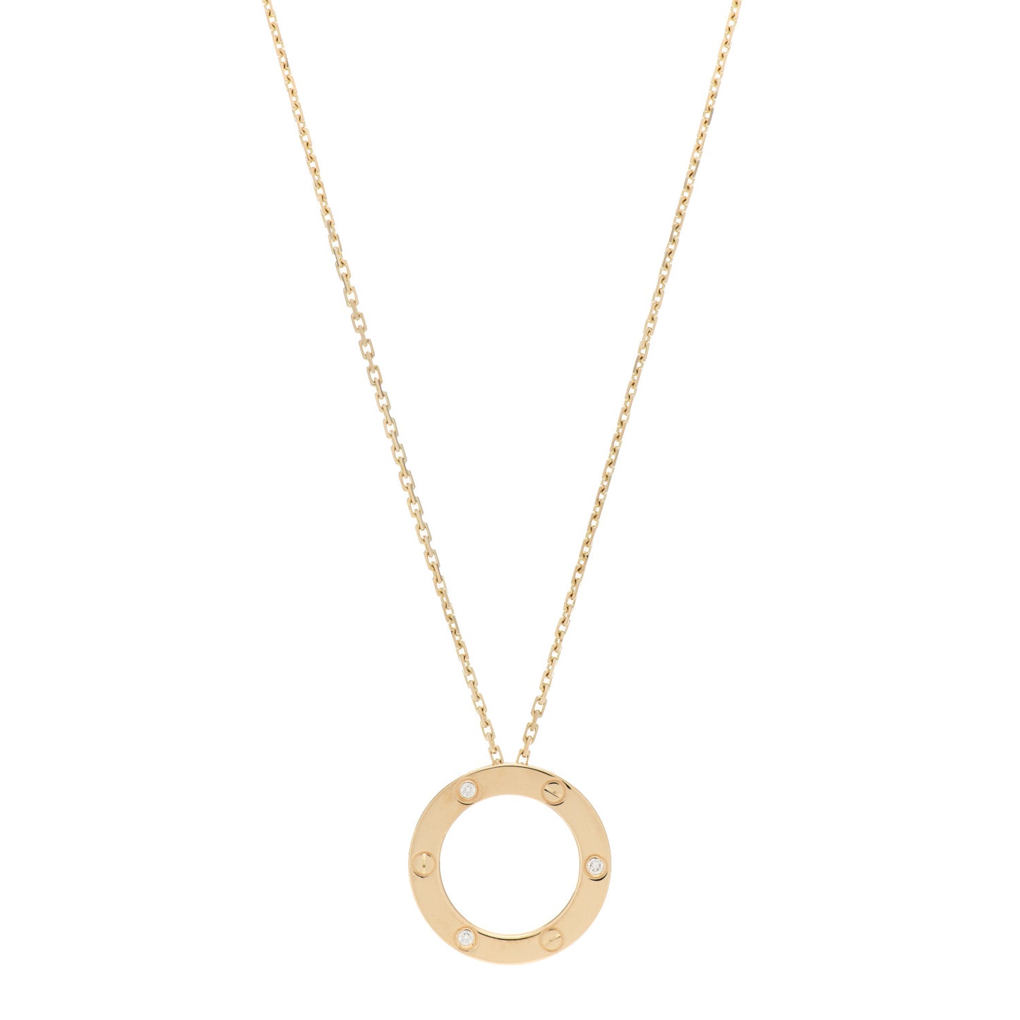 18K Yellow Gold 3 Diamonds LOVE Pendant Necklace
