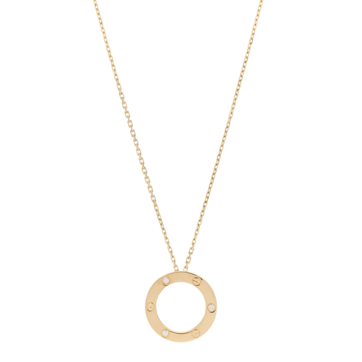 Cartier 18K Yellow Gold 3 Diamonds LOVE Pendant Necklace 1 of 5