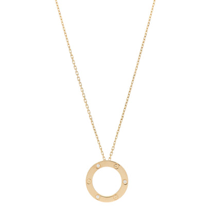 Cartier 18K Yellow Gold 3 Diamonds LOVE Pendant Necklace 1 of 5