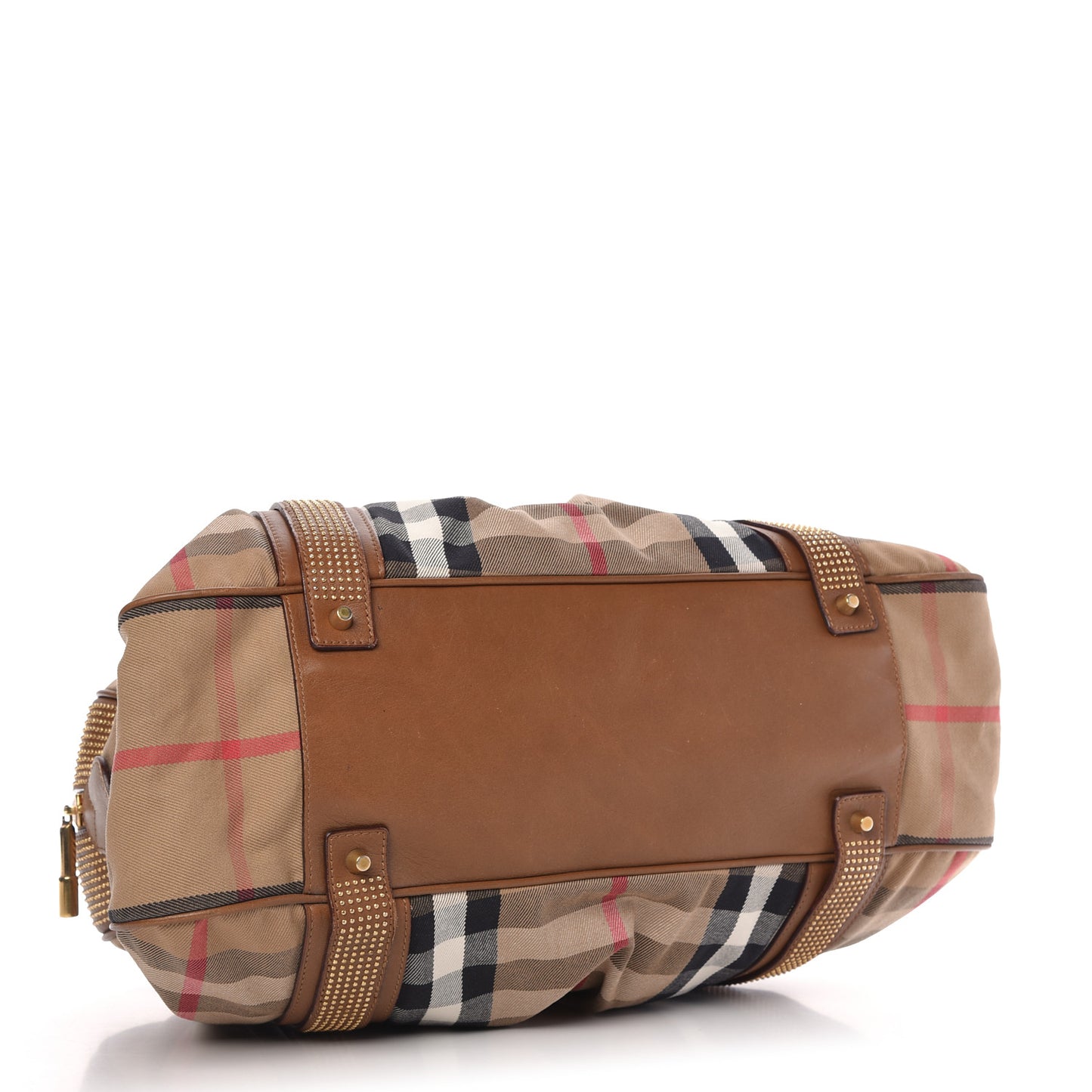 House Check Studded Knight Satchel Brown