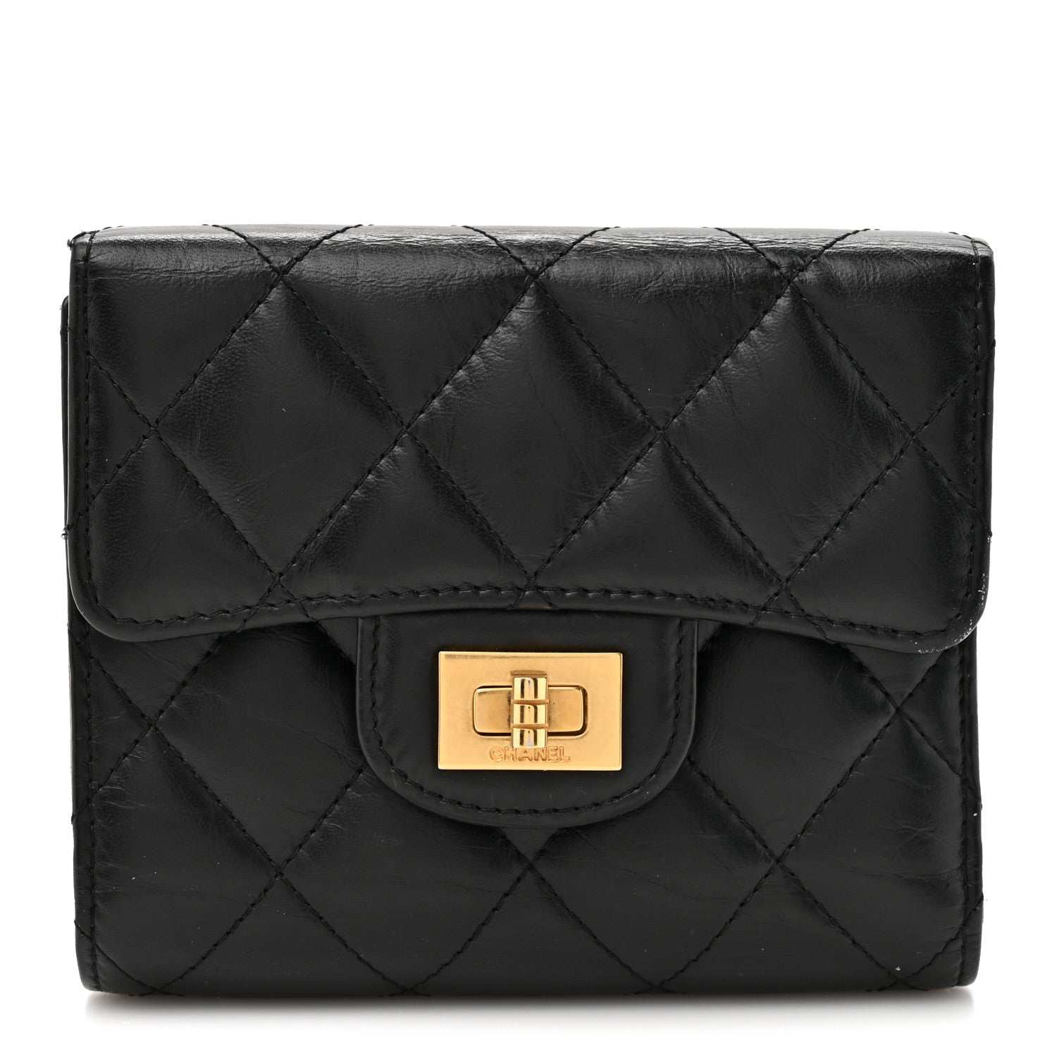 Chanel Aged Calfskin Quilted Reissue Compact Wallet Black 1 of 12