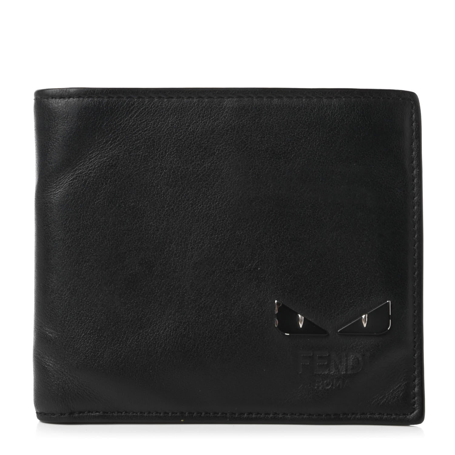 Fendi Vitello Century Mini Bug Eyes Bi-Fold Wallet Black 1 of 11