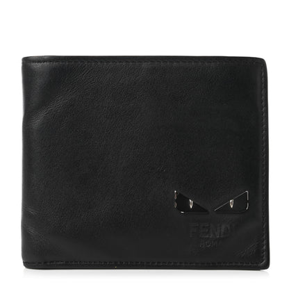 Fendi Vitello Century Mini Bug Eyes Bi-Fold Wallet Black 1 of 11