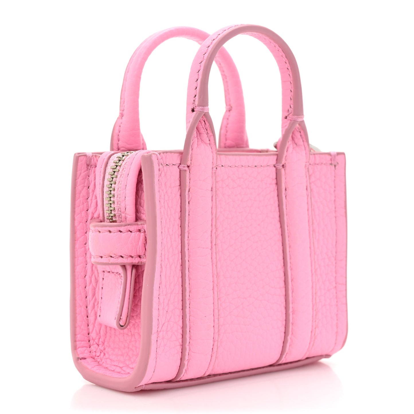 Grained Calfskin Nano Bag Charm The Tote Bag Fluro Candy Pink