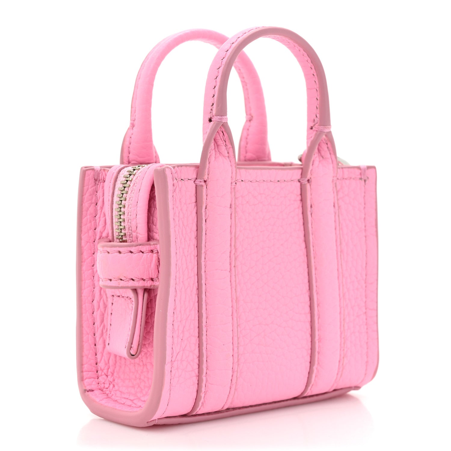Marc Jacobs Grained Calfskin Nano Bag Charm The Tote Bag Fluro Candy Pink 3 of 7