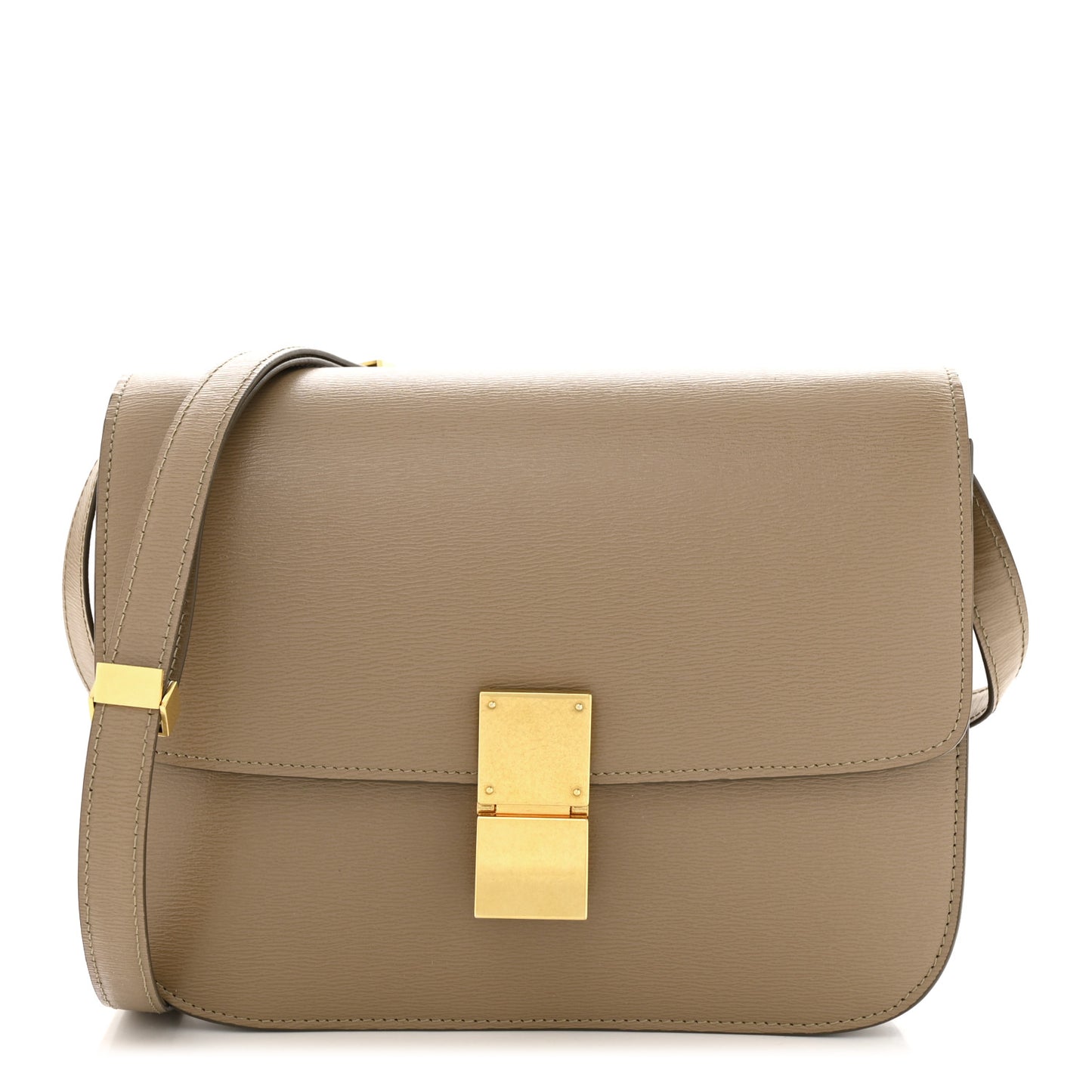 Liege Calfskin Medium Classic Box Flap Bag Taupe