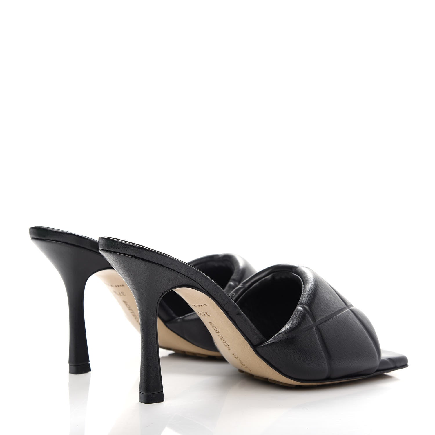 Bottega Veneta Nappa Quilted Rubber Lido Mule Sandals 37.5 Black 4 of 10