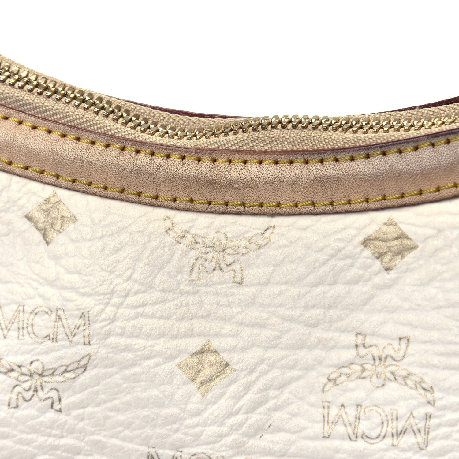 MCM Visetos Striped Hobo White 7 of 12