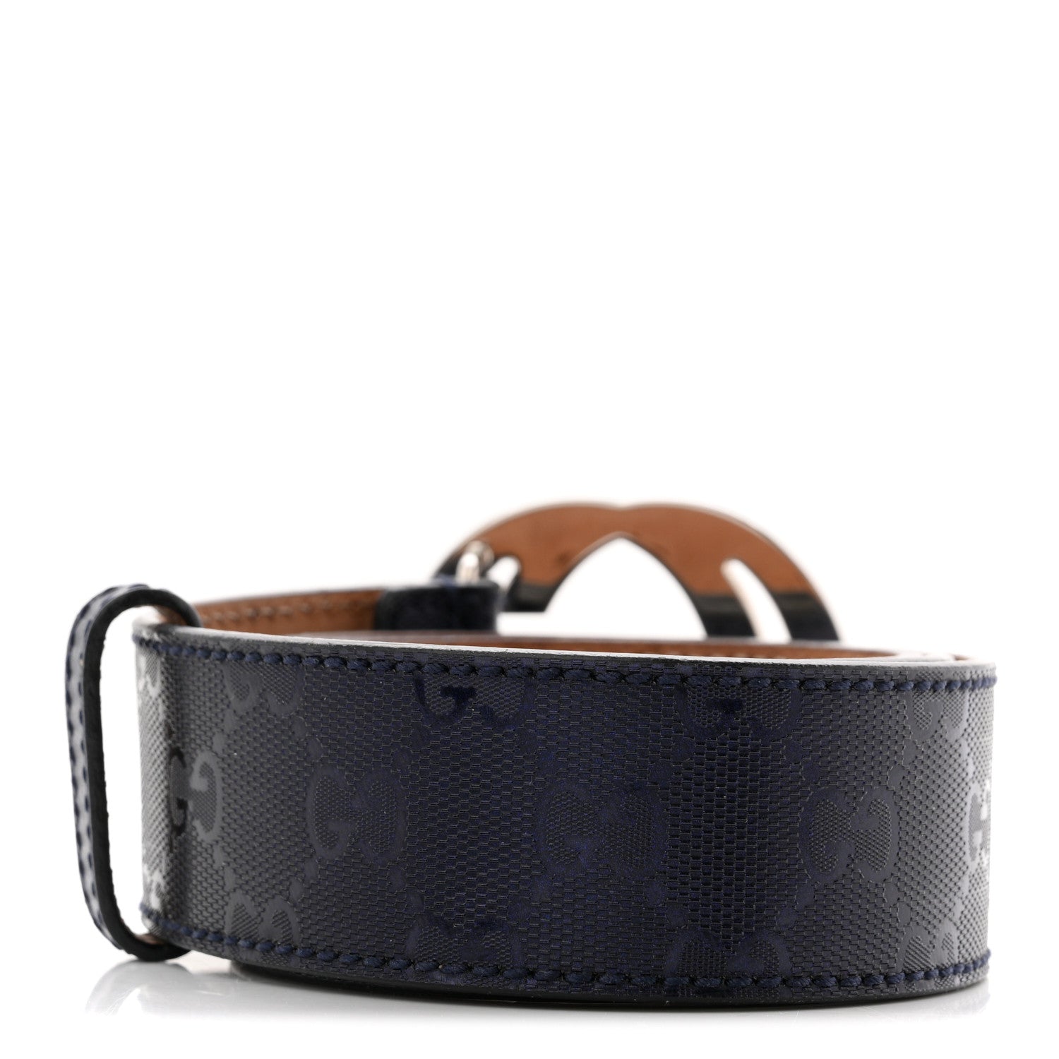 Gucci Imprime Monogram Interlocking G Belt 85 34 Navy 2 of 7