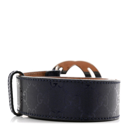 Gucci Imprime Monogram Interlocking G Belt 85 34 Navy 2 of 7
