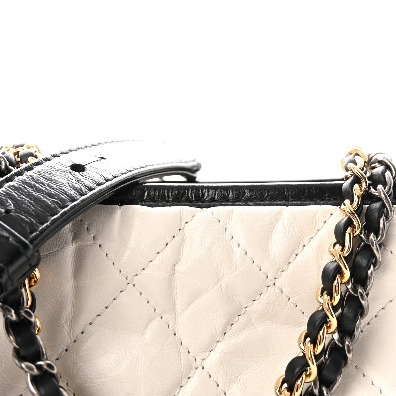 Chanel Aged Calfskin Quilted Medium Gabrielle Hobo Black White 8 of 10