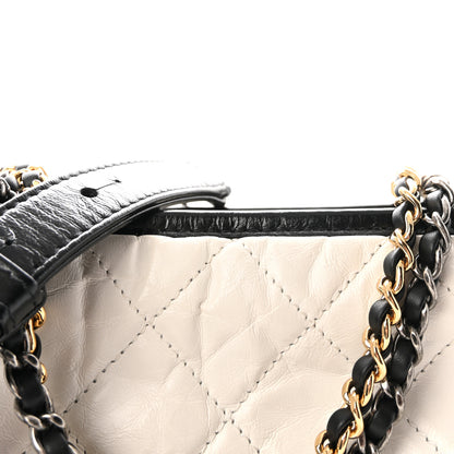 Chanel Aged Calfskin Quilted Medium Gabrielle Hobo Black White 8 of 10