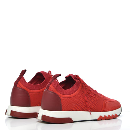 Hermes Knit Goatskin Womens Addict Sneakers 36 Rouge Bali 4 of 18
