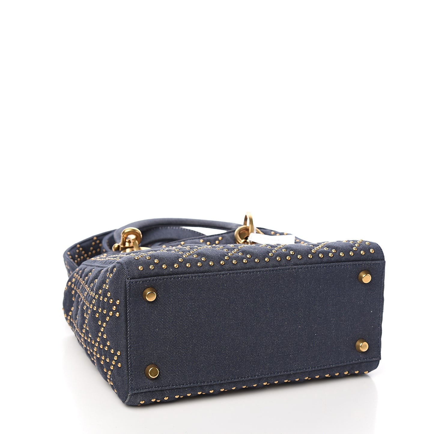 Canvas Cannage Studded Medium Supple Lady Dior Blue