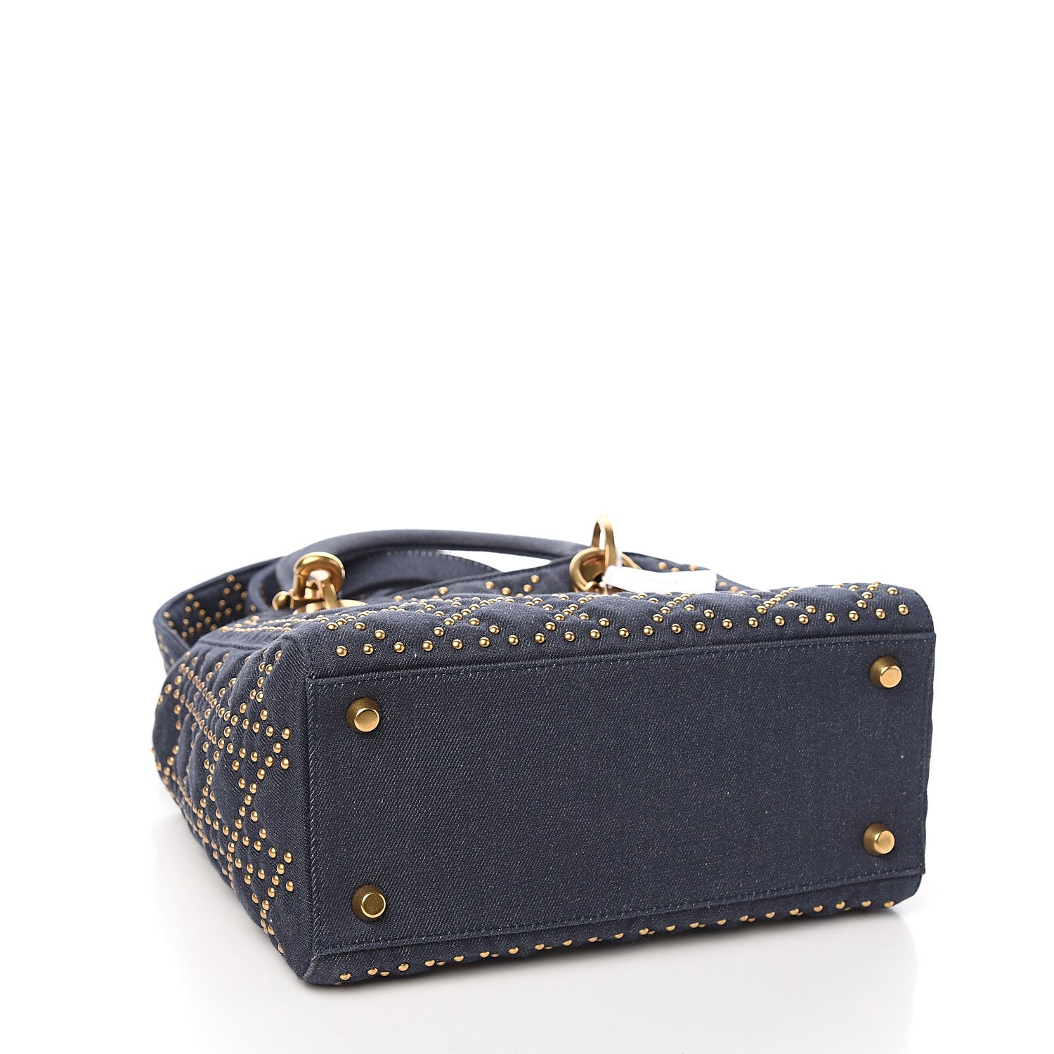 Christian Dior Canvas Cannage Studded Medium Supple Lady Dior Blue 3 of 9