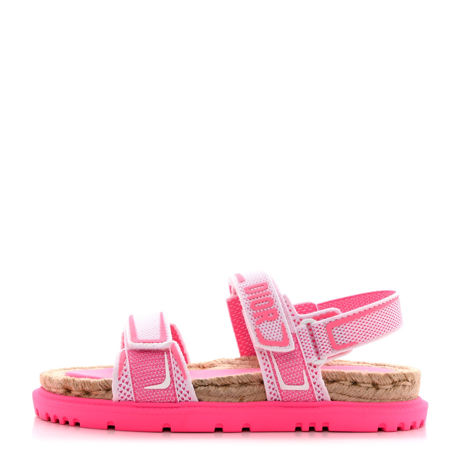 Christian Dior Technical Knit Jute Dioract 10mm Sandals 40.5 White Fuchsia 1 of 11