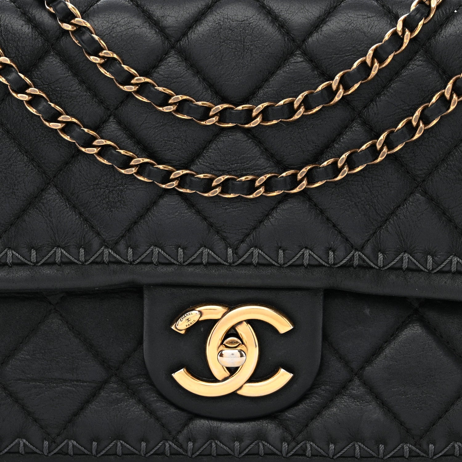 Chanel Lambskin Stitched Quilted Flap Black 8 of 10