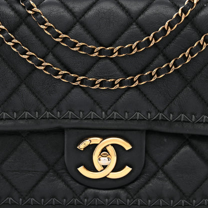 Chanel Lambskin Stitched Quilted Flap Black 8 of 10