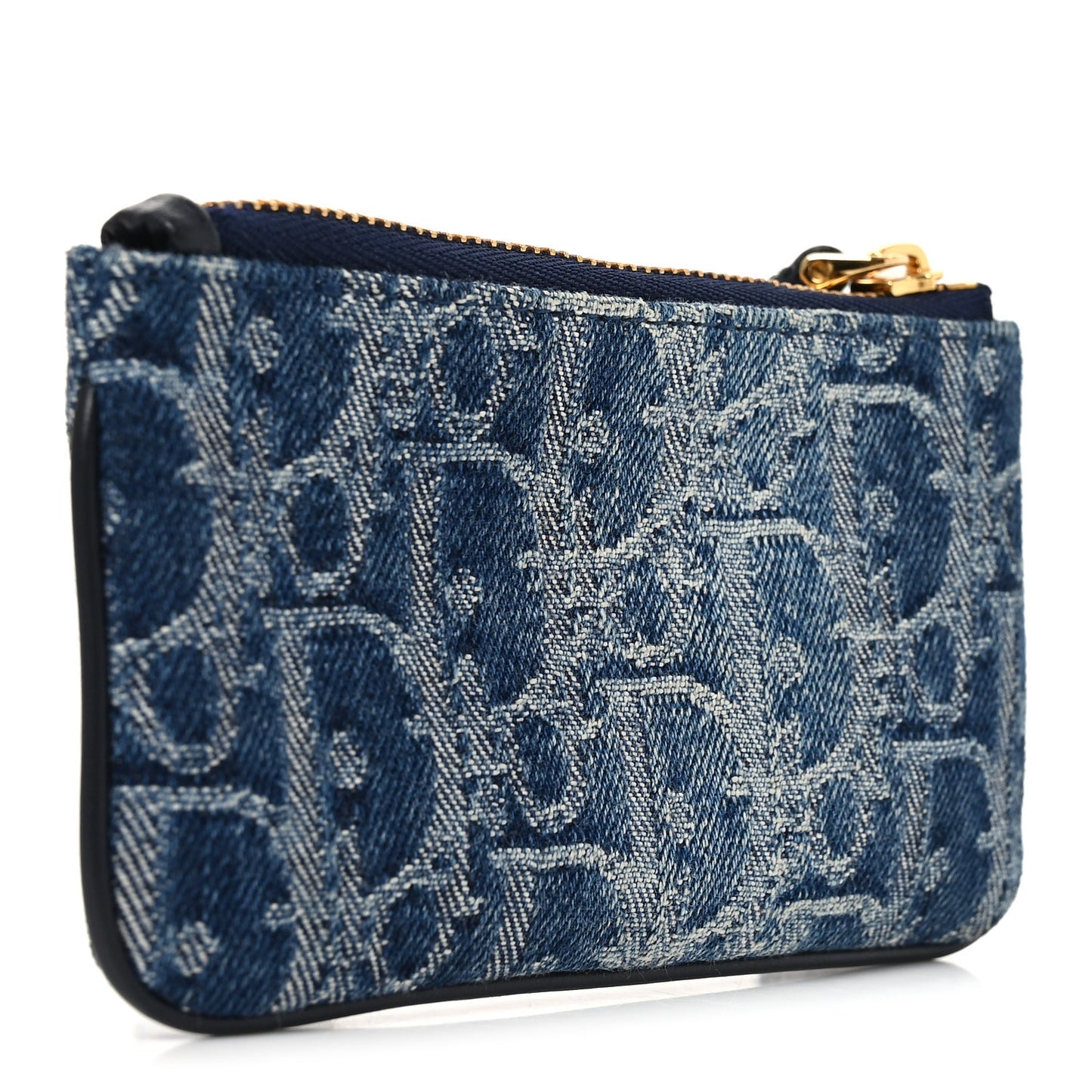 Denim Jacquard Oblique DiorTravel Myrte Zipped Key Case Blue