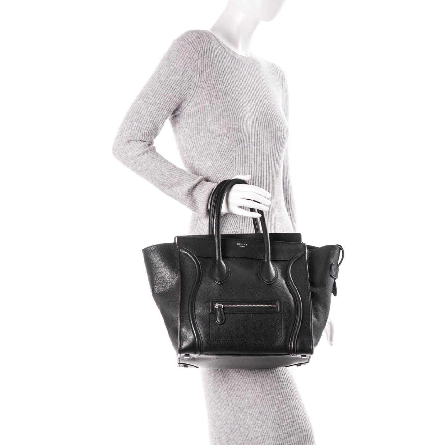 Drummed Calfskin Mini Luggage Black
