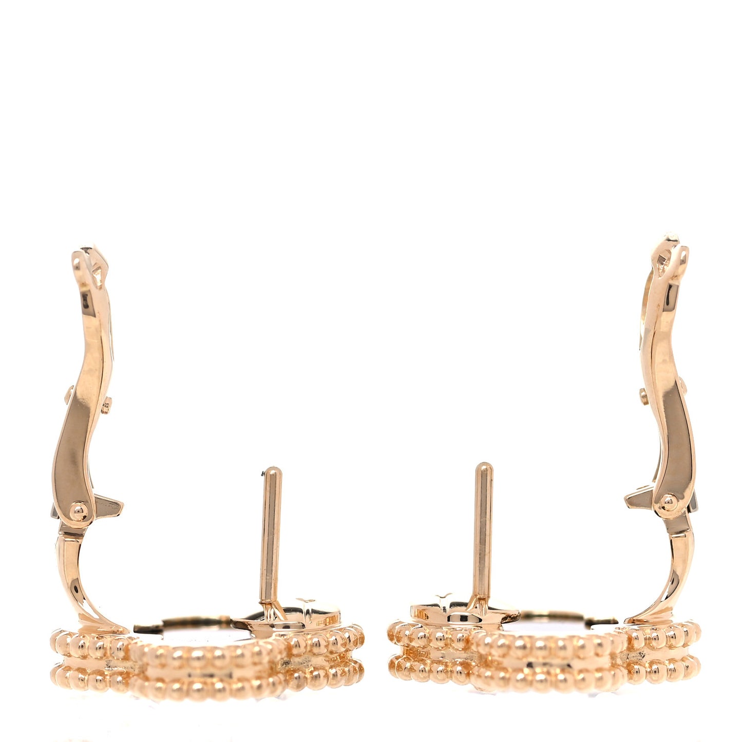 18K Yellow Gold Black Onyx Vintage Alhambra Earrings