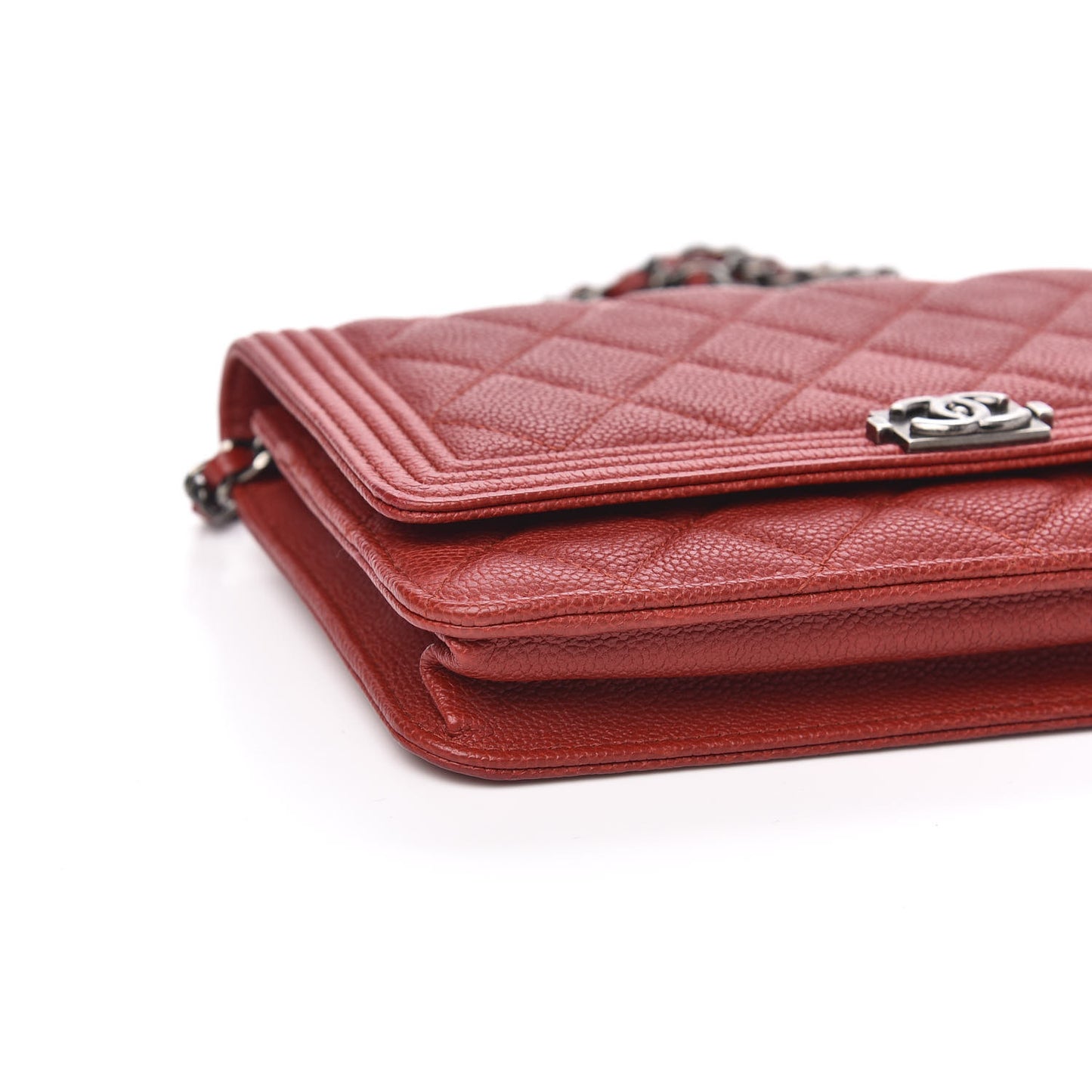 Caviar Quilted Boy Wallet On Chain WOC Red