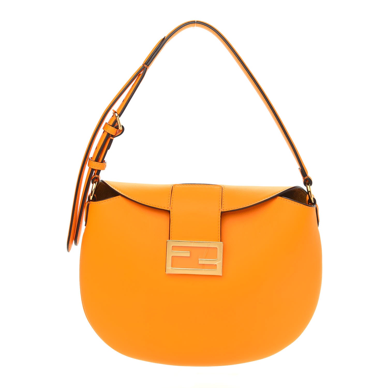 Fendi Vitello Grace Suede Small Croissant Hobo Clementine 1 of 8