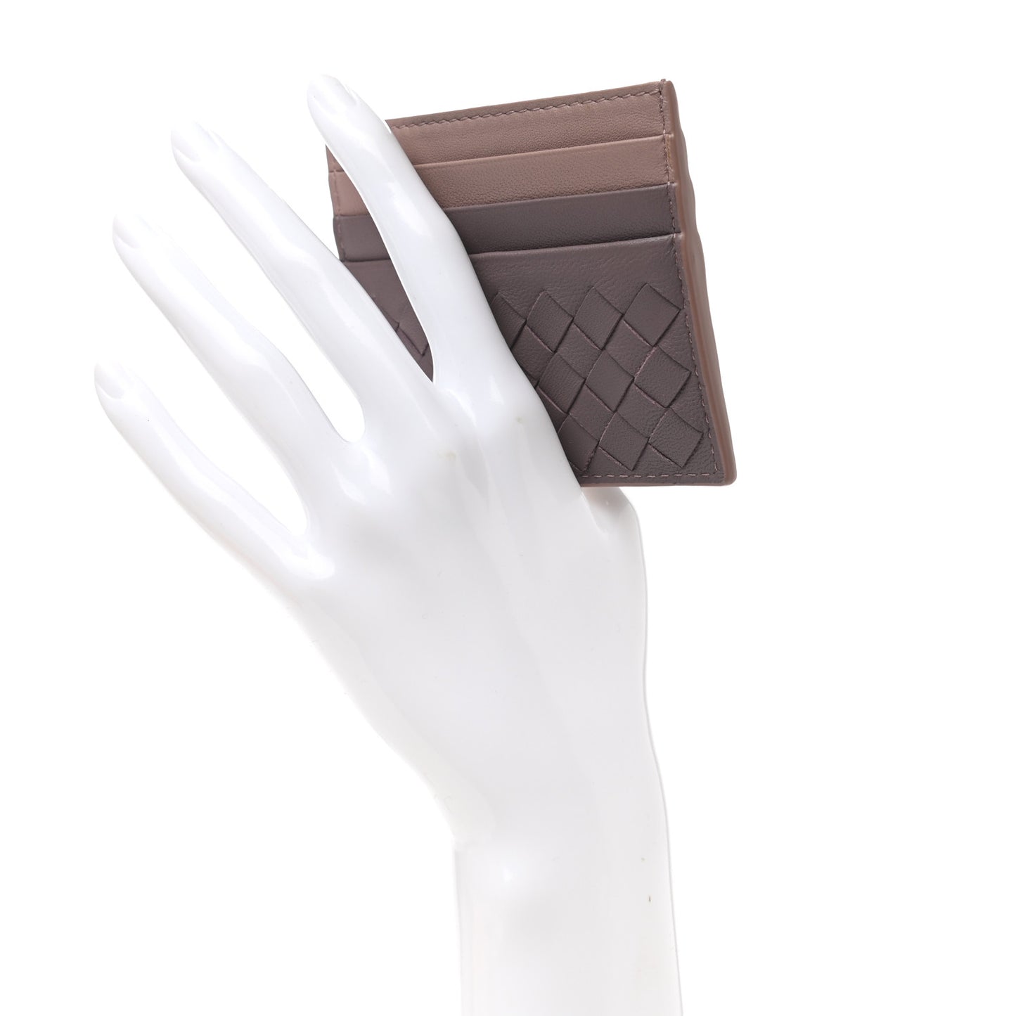 Nappa Intrecciato Card Holder Brown