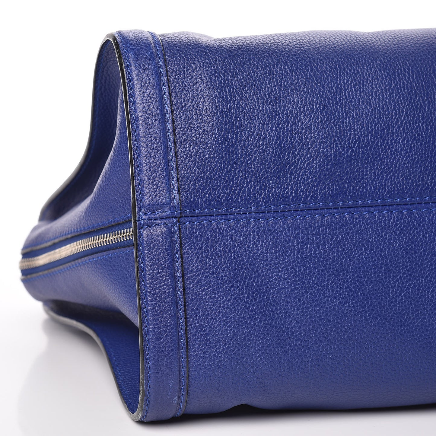 Pebbled Calfskin Large Skull Padlock Zip Around Tote Ultramarine