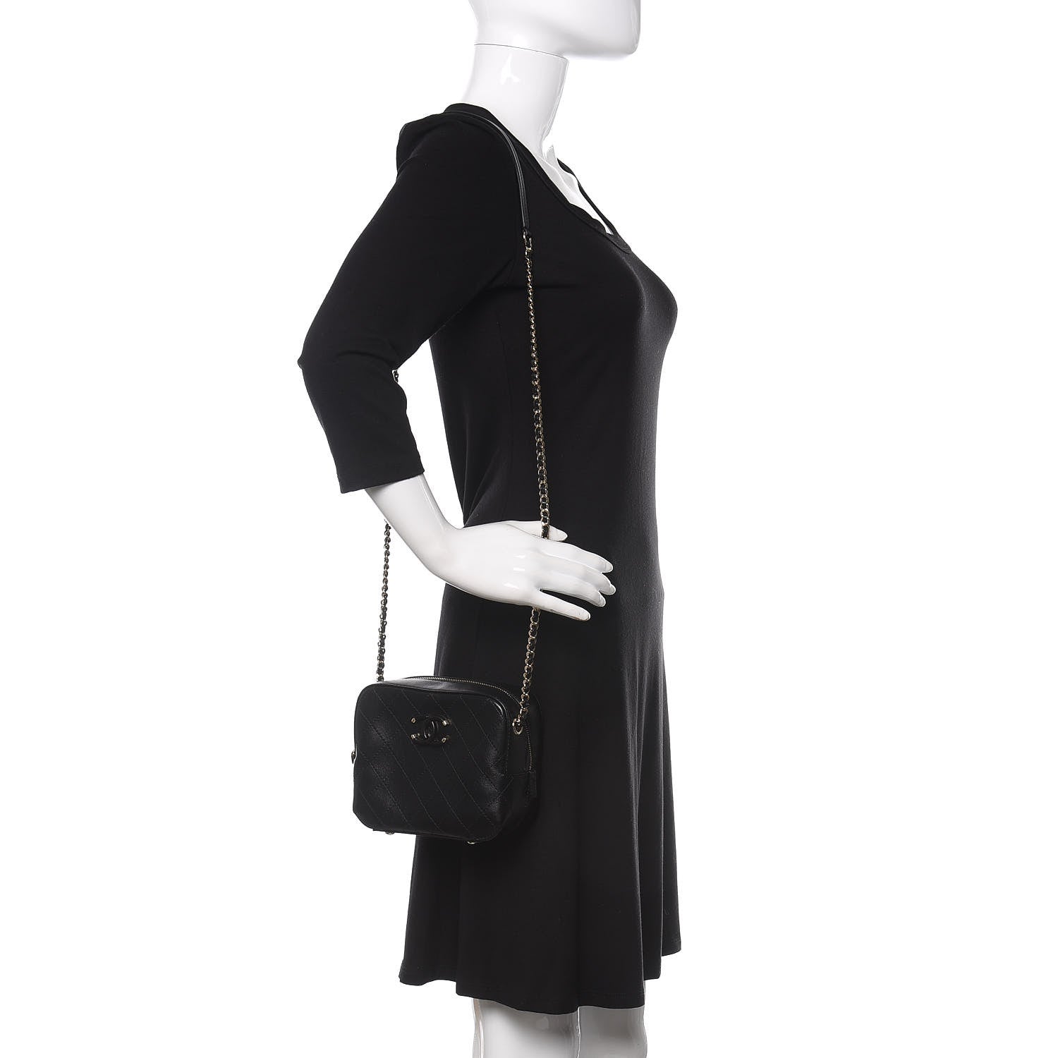 Chanel Calfskin Stitched Enamel CC Camera Case Bag Black 2 of 11