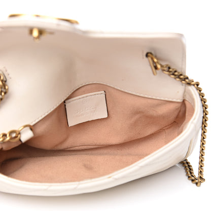 Gucci Calfskin Matelasse Super Mini GG Marmont Shoulder Bag White 5 of 17