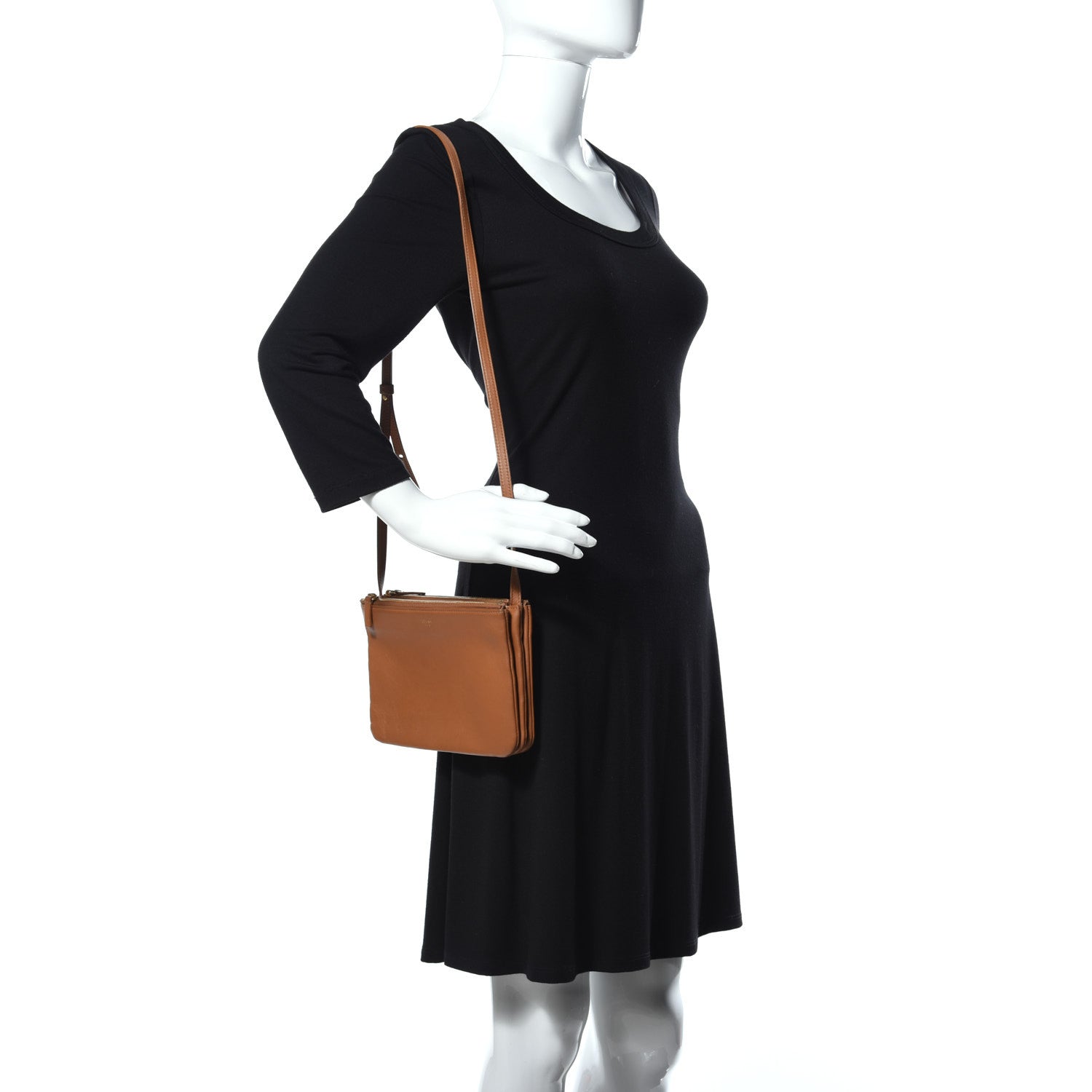 Celine Lambskin Small Trio Crossbody Bag Tan 2 of 15