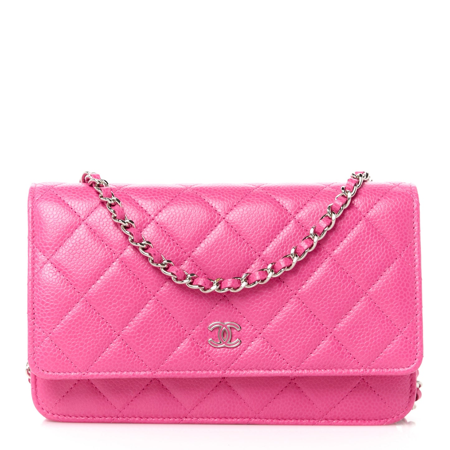 Caviar Enamel Quilted Wallet On Chain WOC Rose