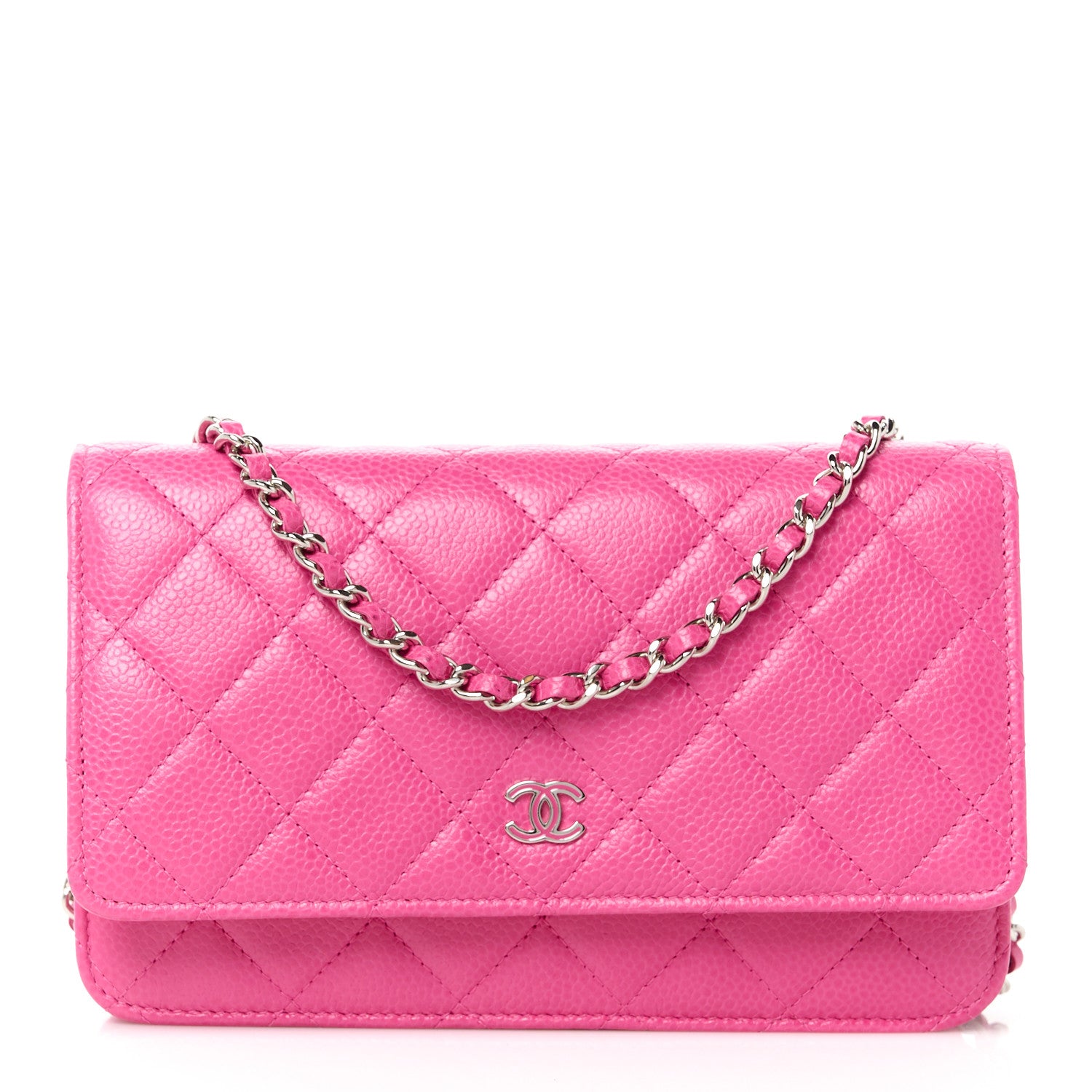 Chanel Caviar Enamel Quilted Wallet On Chain WOC Rose 1 of 13
