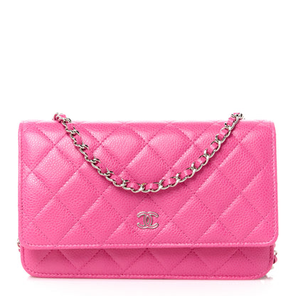 Chanel Caviar Enamel Quilted Wallet On Chain WOC Rose 1 of 13