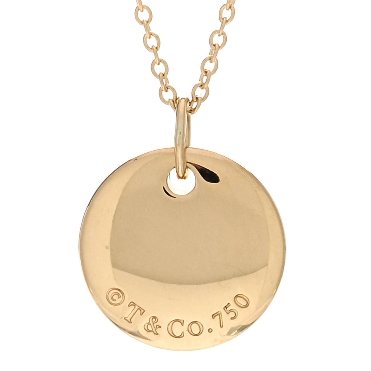 Tiffany 18K Yellow Gold Notes Letter E Disc Charm Pendant Necklace 4 of 4