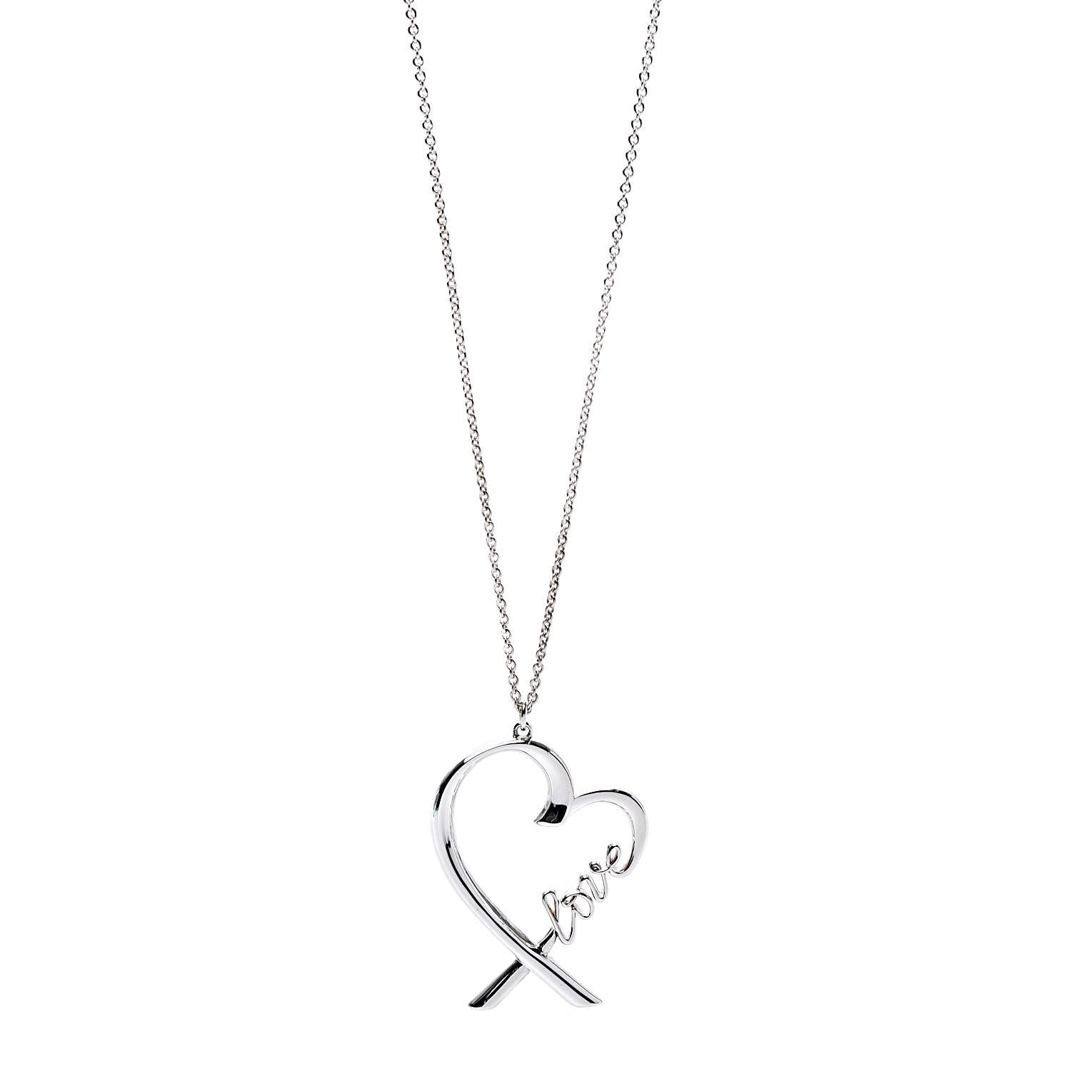 Tiffany Sterling Silver Paloma Picasso Loving Heart Love Pendant Necklace 1 of 6