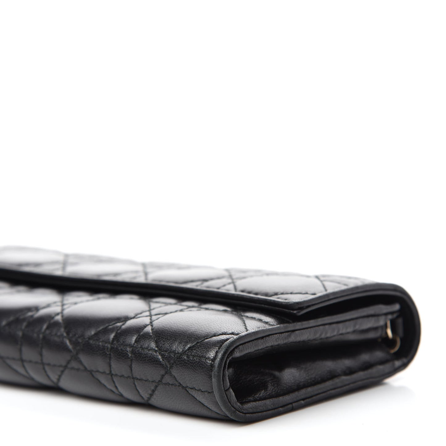 Lambskin Cannage Lady Dior Rendezvous Wallet On Chain Black