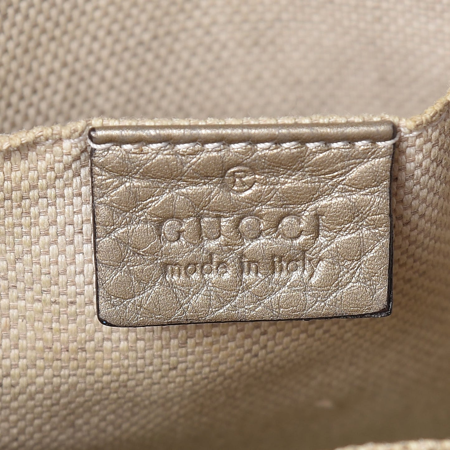 Metallic Pebbled Calfskin Small Soho Disco Bag Golden Beige