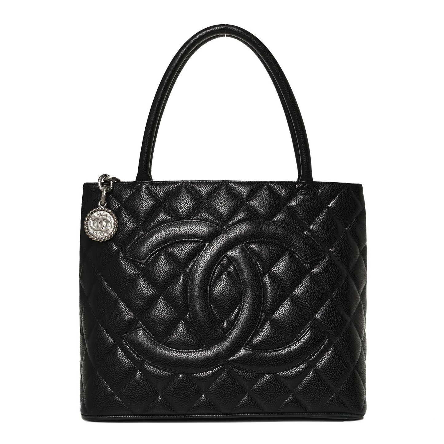 Caviar Quilted Medallion Tote Black