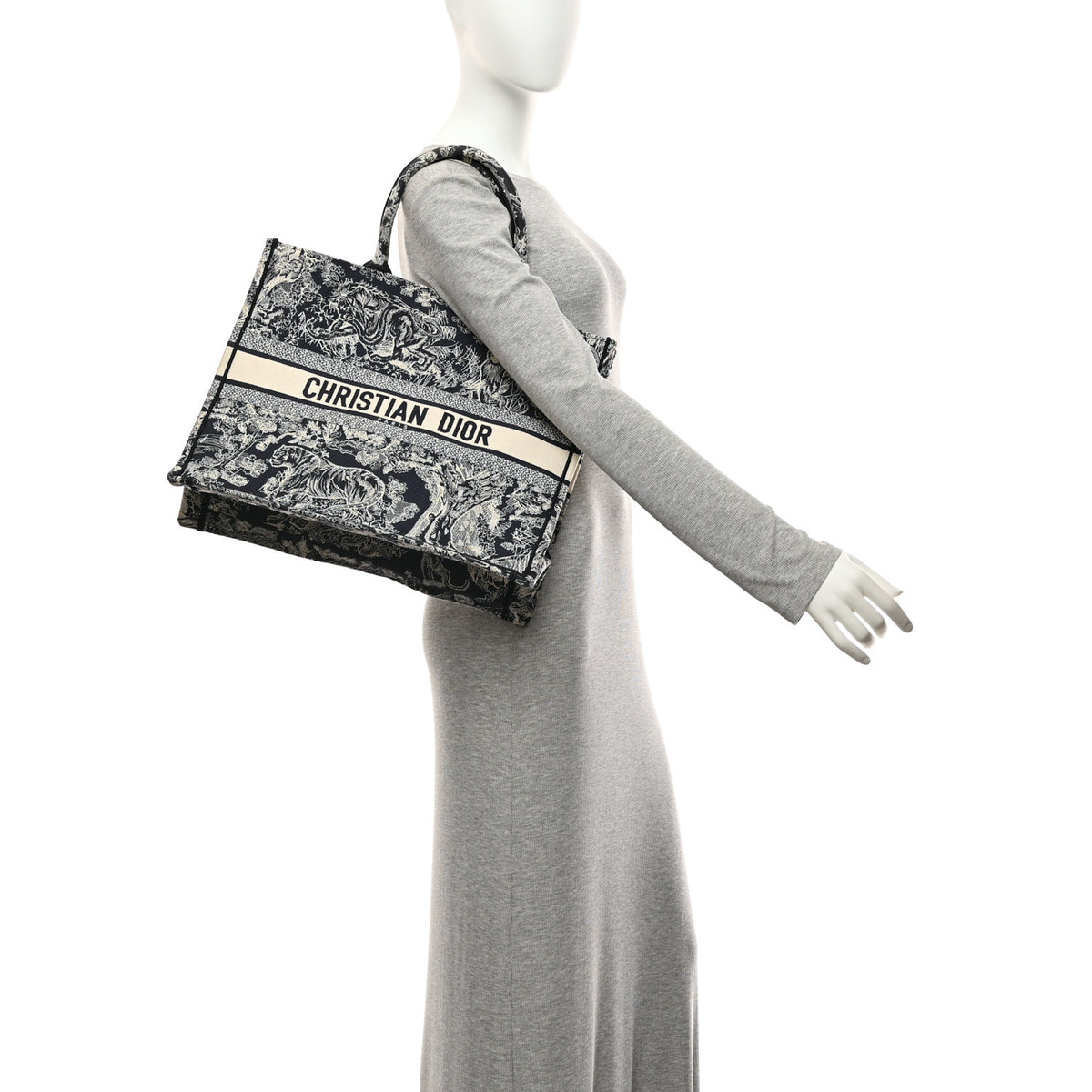 Christian Dior Canvas Embroidered Large Dioriviera Toile De Jouy Reverse Book Tote Blue 2 of 10