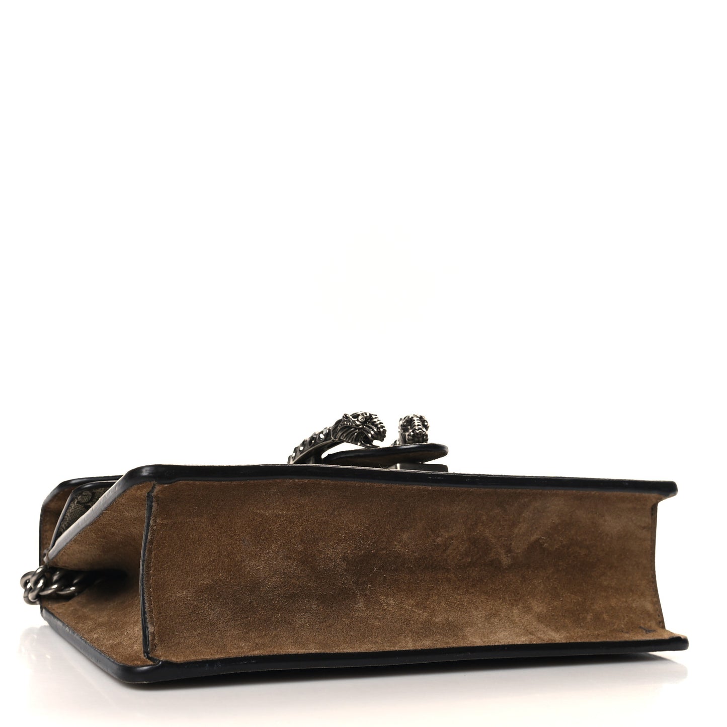 GG Supreme Monogram Suede Crystal Small Dionysus Shoulder Bag Beige Ebony Taupe