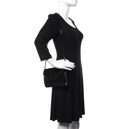 Stella McCartney Velvet Effect Falabella Shoulder Bag Black 3 of 9