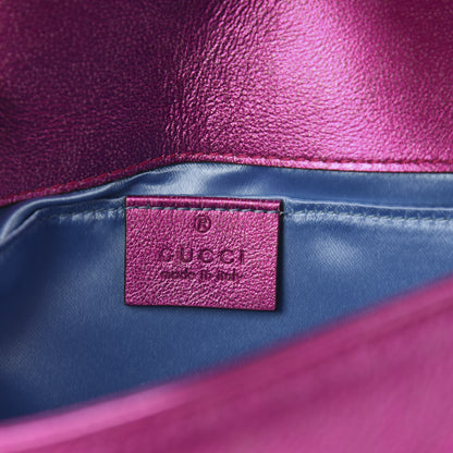Gucci Metallic Calfskin Matelasse Mini GG Marmont Shoulder Bag Fuchsia 8 of 10