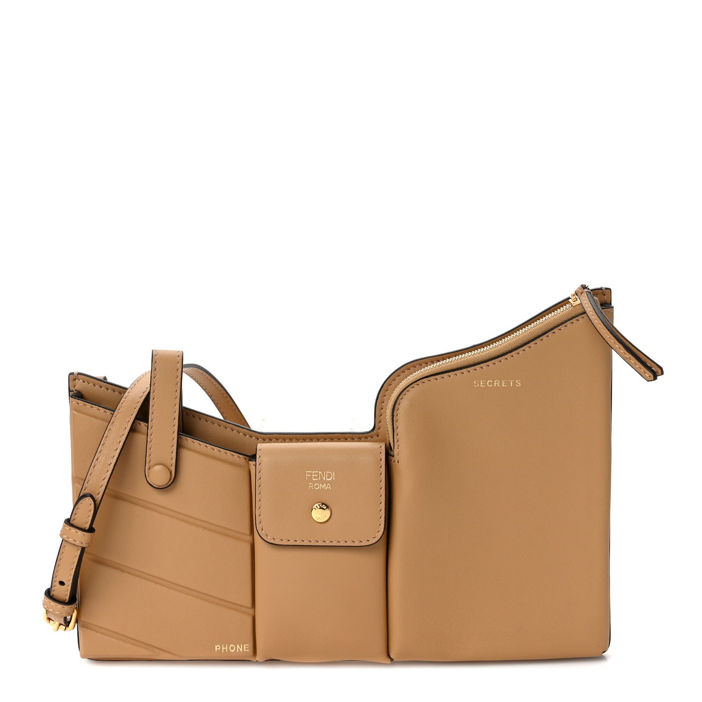 Vitello Grace Matte 3 Pocket Mini Crossbody Bag Miele Scuro