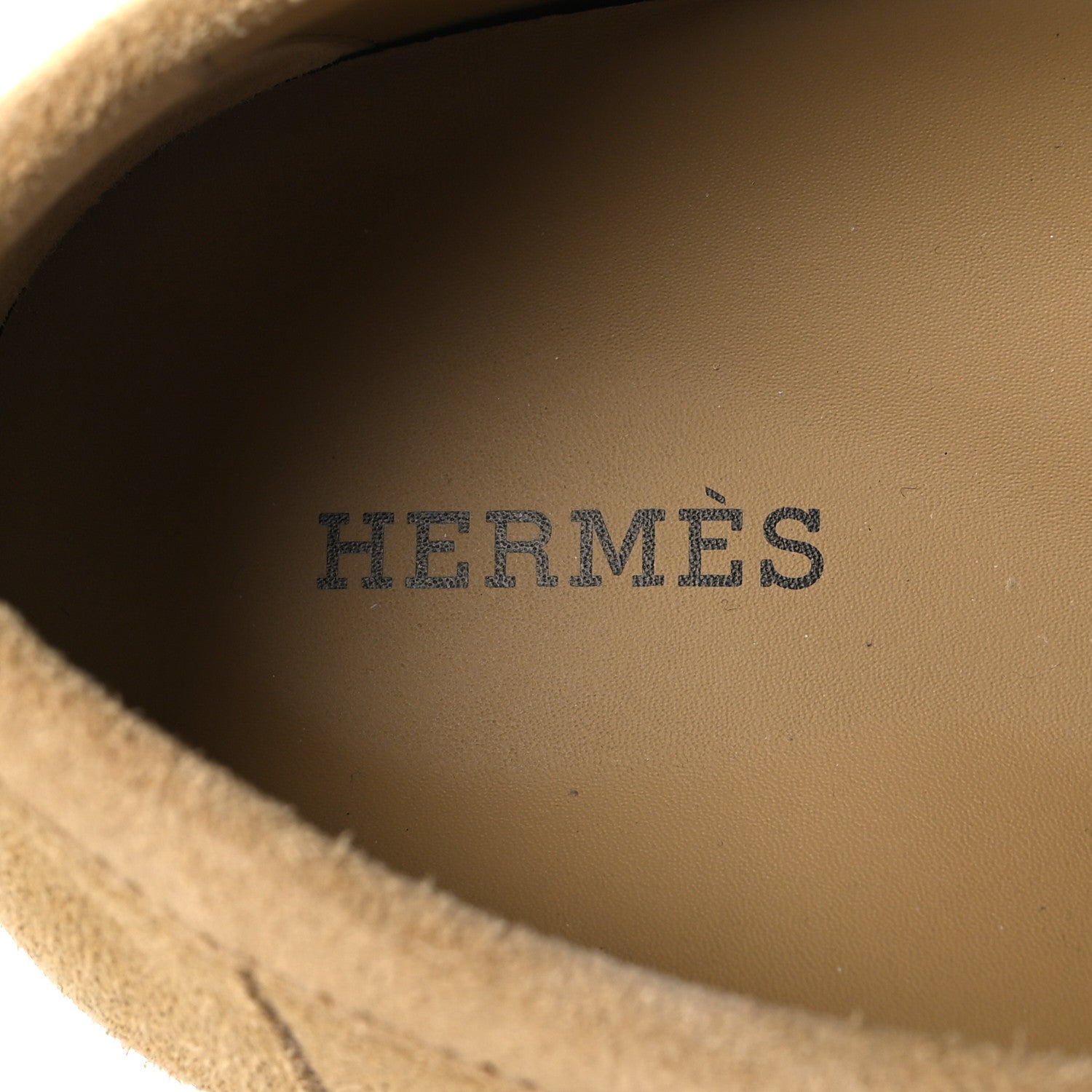 Hermes Suede Calfskin Womens Lazy Loafers 37 Beige Sable 9 of 9