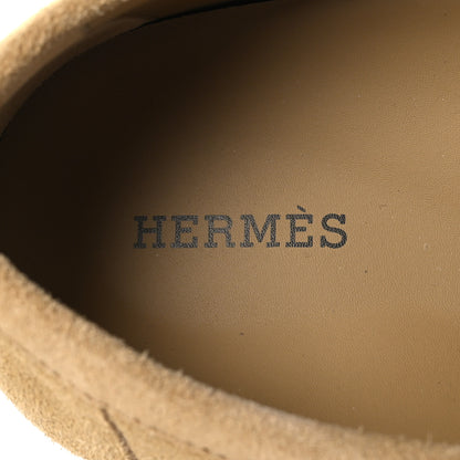 Hermes Suede Calfskin Womens Lazy Loafers 37 Beige Sable 9 of 9